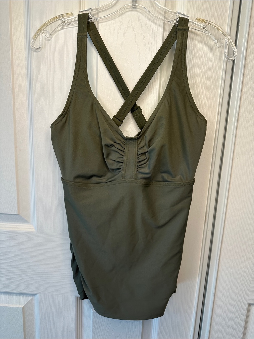 Olive Green Women’s Two Piece Tankini Swimsuit with built in underwire mesh bra